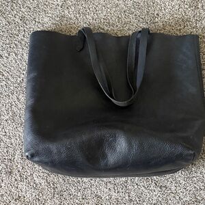 Madewell Black Leather Transport Tote Bag